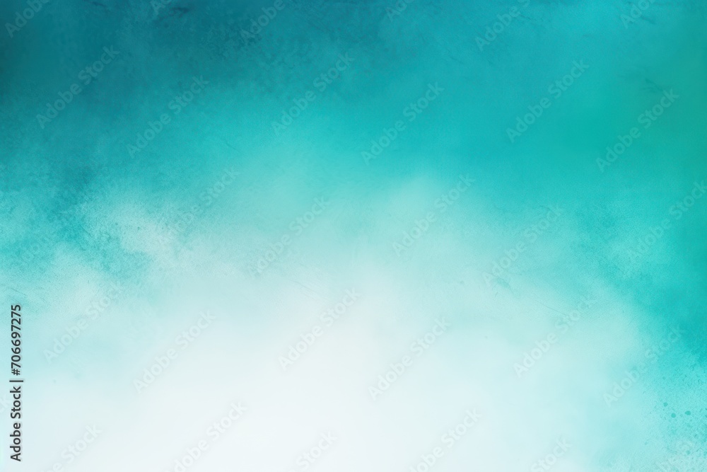 Teal white grainy background, abstract blurred color gradient noise texture banner
