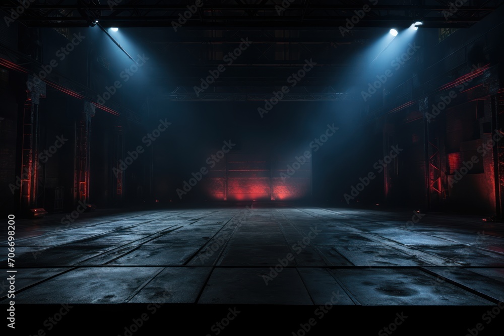The dark stage shows, empty charcoal, ash, ebony The dark stage shows, empty chartreuse, lime, olive background, neon light, spotlights, The asphalt floor and studio room with smoke