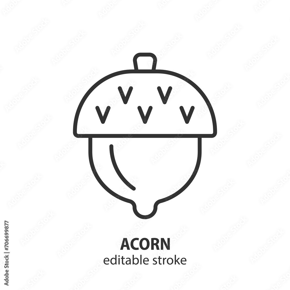 Acorn line icon. Nut symbol. Vector illustration. Editable stroke. Acorn line icon. Nut symbol. Vector illustration. Editable stroke.