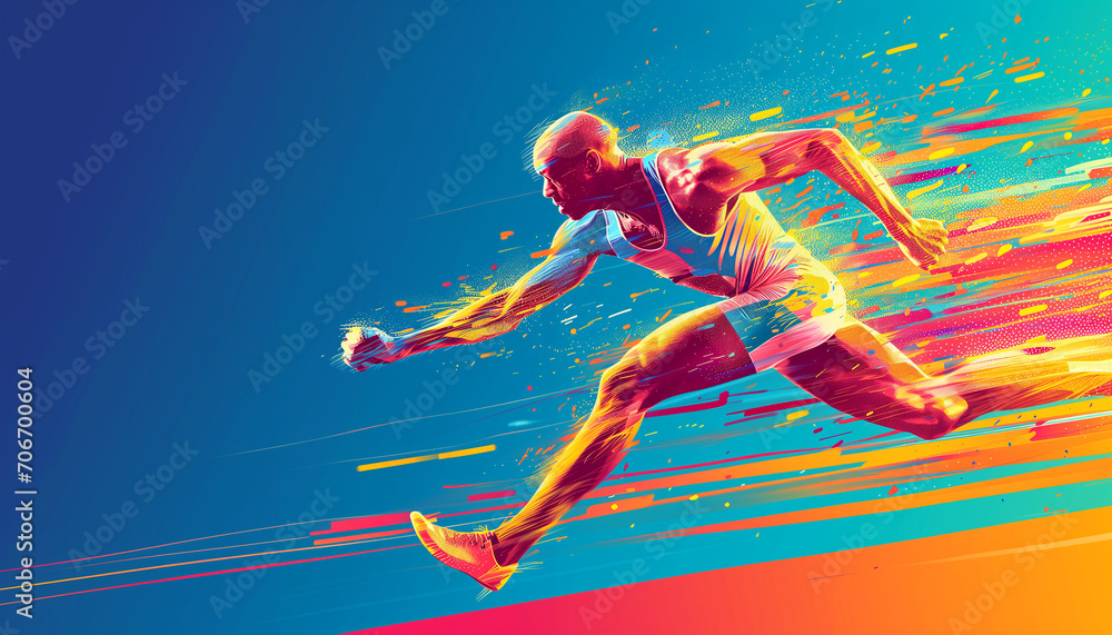 Colorful male runner