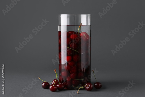 Fresh red cherries soaking ...