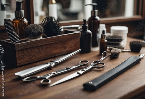 various barbershop implements in order photo