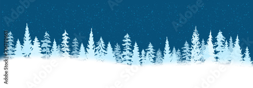 NIght winter background with pine trees