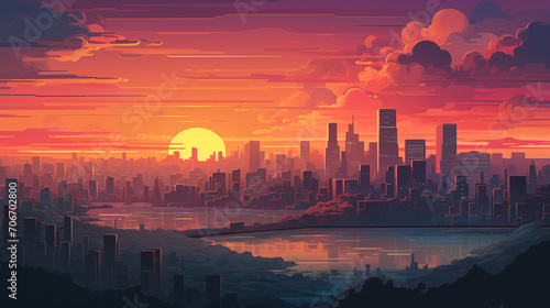sunset over the city