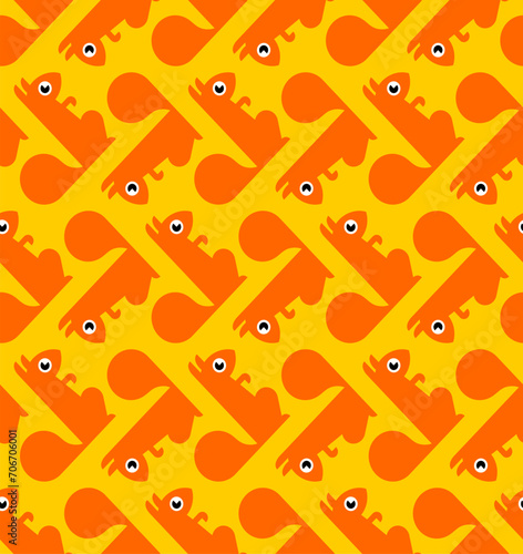 Squirrel pattern seamless. bun tree-dwelling rodent with a bushy tail background. Baby fabric texture