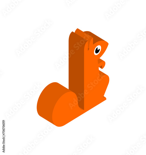 Squirrel Isometric isolated. bun tree-dwelling rodent with a bushy tail