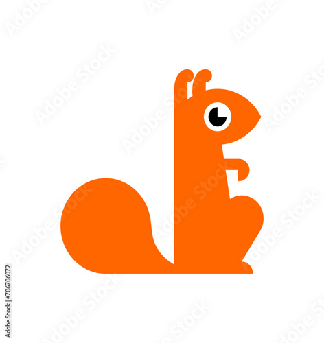 Squirrel sign isolated. bun tree-dwelling rodent with a bushy tail