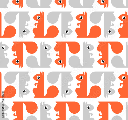 Squirrel pattern seamless. bun tree-dwelling rodent with a bushy tail background. Baby fabric texture