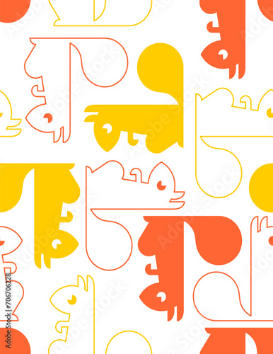 Squirrel pattern seamless. bun tree-dwelling rodent with a bushy tail background. Baby fabric texture