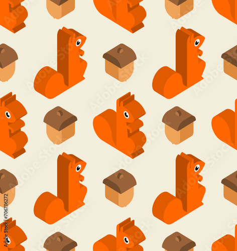 Squirrel pattern seamless. bun tree-dwelling rodent with a bushy tail background. Baby fabric texture