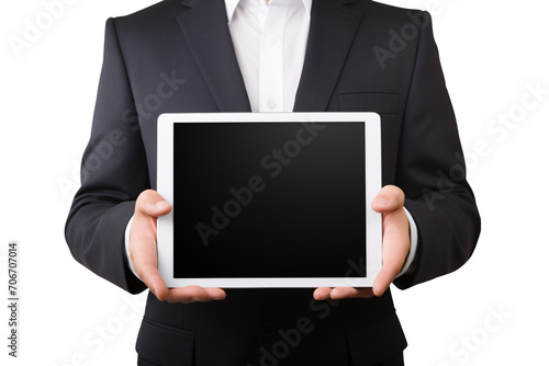 Portrait of a young businessman using tablet computer