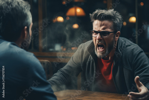 A person arguing passionately during a heated debate, expressing strong opinions on a controversial topic. Concept of intense discussions. Generative Ai.