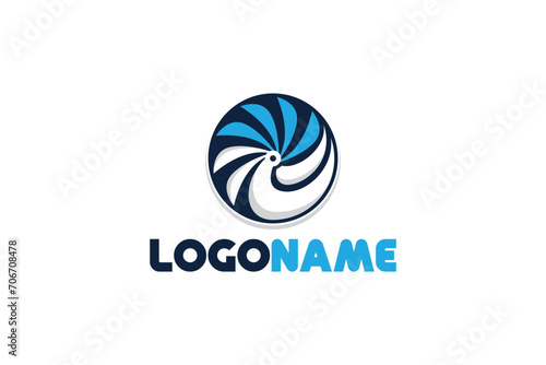 Creative logo design depicting a blue colored air conditioning fan or HVAC.