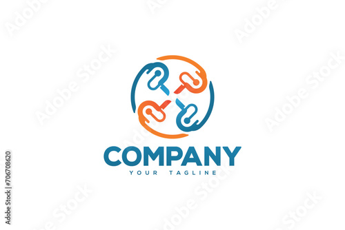 Creative logo design depicting a blue colored air conditioning fan or HVAC.