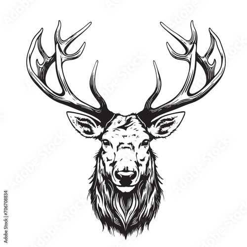 Deer sketch hand drawn. Forest animals .Symbol and sign of new year.