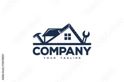 Wallpaper Mural Creative logo design depicting a house with tools incorporated in the design.  Torontodigital.ca