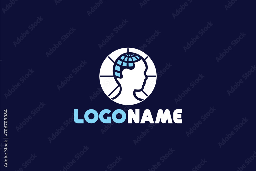 Creative logo design depicting a person with the head shaped like earth. Creative logo design depicting a person with the head shaped like earth.