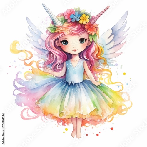 Cute fantasy cartoon fairy unicorn rainbow images