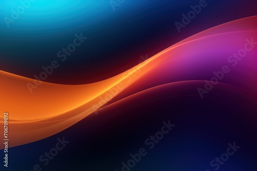 Turquoise orange violet glow blurred abstract gradient on dark grainy background