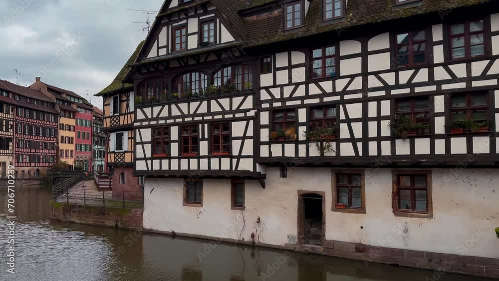 Christmas and New Year in historical center district La Petite France Little France Strasbourg, Alsace, France December 25, 2023. High quality 4k footage Christmas and New Year in historical center district La Petite France Little France Strasbourg, Alsace, France December 25, 2023. High quality 4k footage
