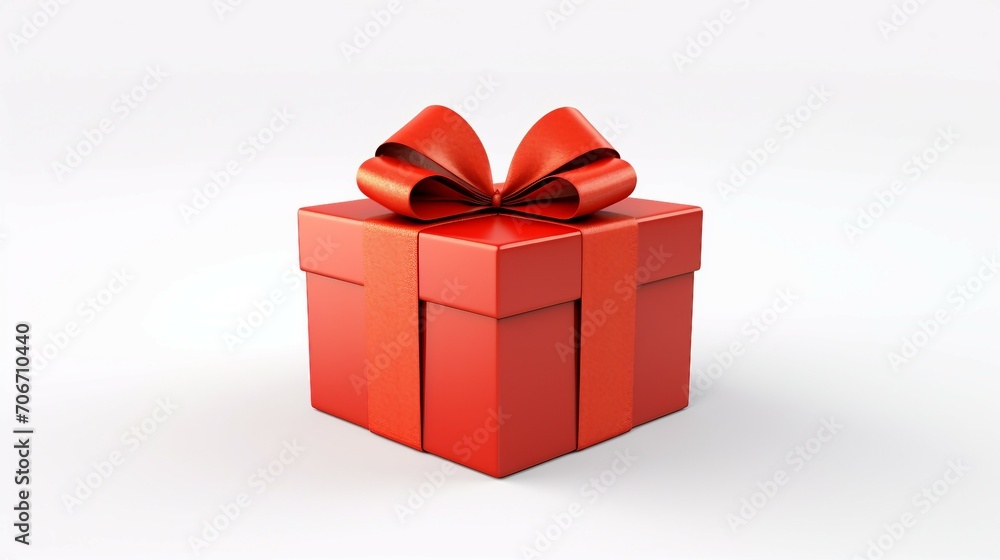 Obraz premium red gift box with ribbon