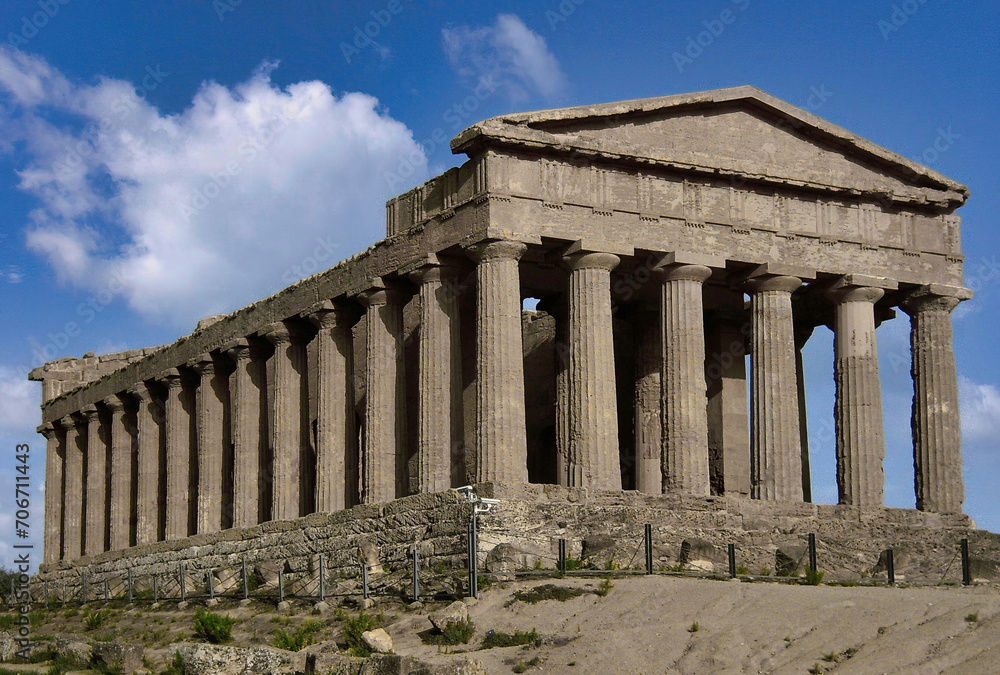 The famous Temple of Concordia in the Valley of Temples near Agrigento, Sicily. Italy