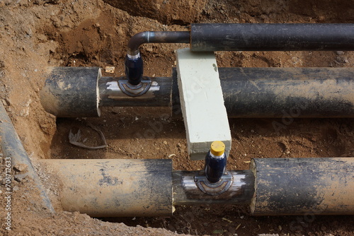 Installation of home connections for district heating in the city of Marburg.