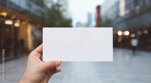 person holding blank card
