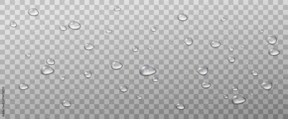 Realistic vector water drops png on a transparent light background ...