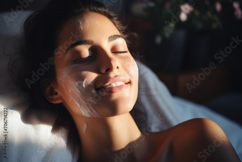 A person engaging in a morning skincare routine, prioritizing self-care as they prepare for the day. Concept of morning skincare. Generative Ai.