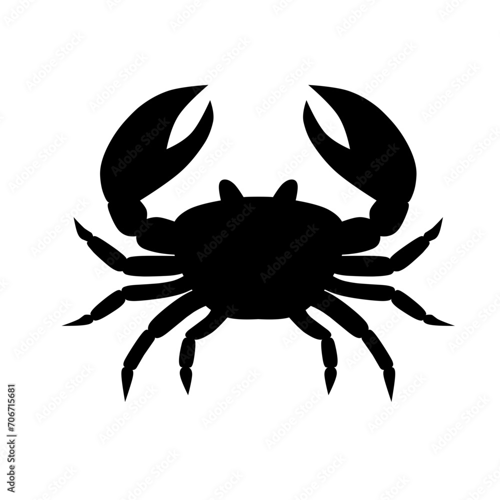 Crab silhouette icon vector. Crab silhouette can be used as icon, symbol or sign. Crab icon vector for design of ocean, undersea or marine Crab silhouette icon vector. Crab silhouette can be used as icon, symbol or sign. Crab icon vector for design of ocean, undersea or marine