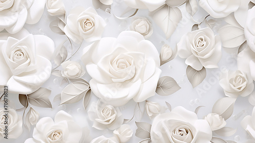 Elegant pattern of white roses