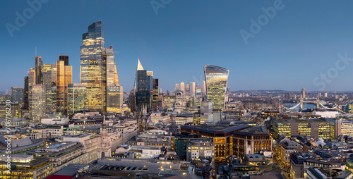 UK, England, London, City skyline 2024 from St Pauls dusk photo