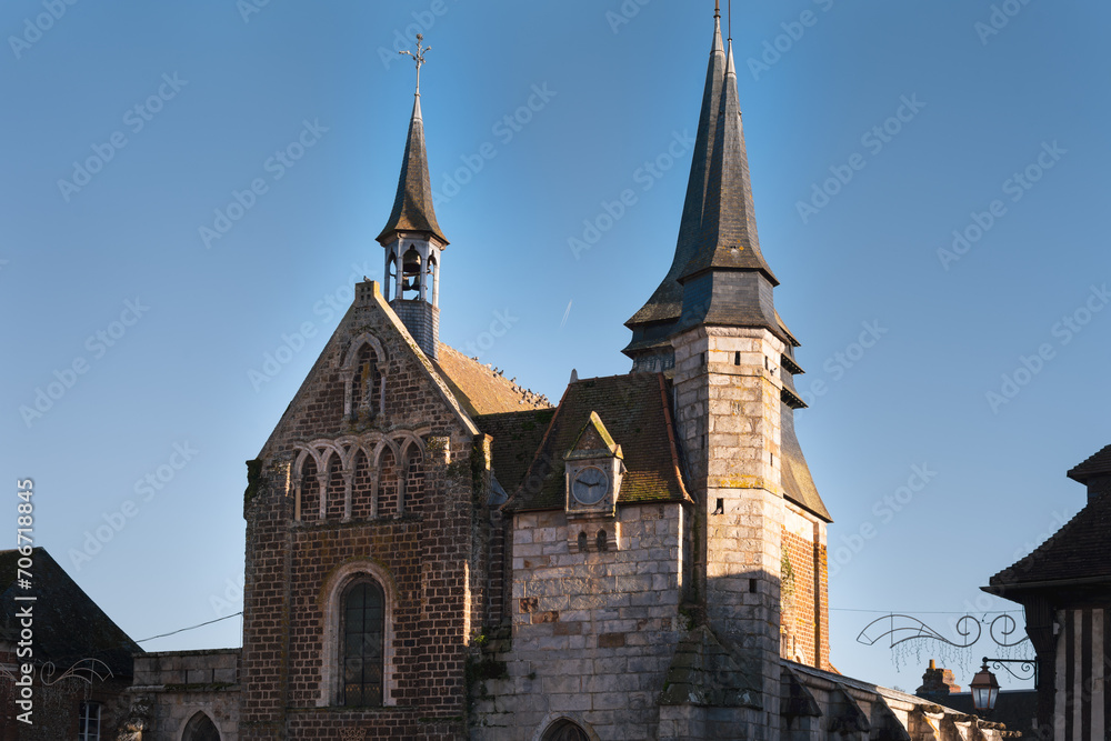 St Martin church in Broglie, Eure, with its facade in 