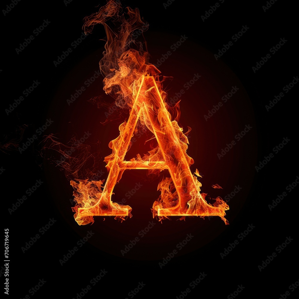 custom made wallpaper toronto digitalAlphabet letter A with fire on a black background