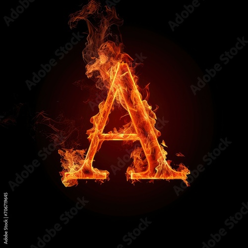 Wallpaper Mural Alphabet letter A with fire on a black background Torontodigital.ca