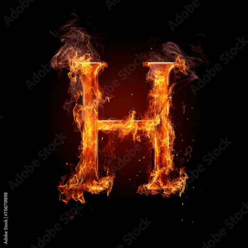 Wallpaper Mural Alphabet letter H with fire on a black background Torontodigital.ca