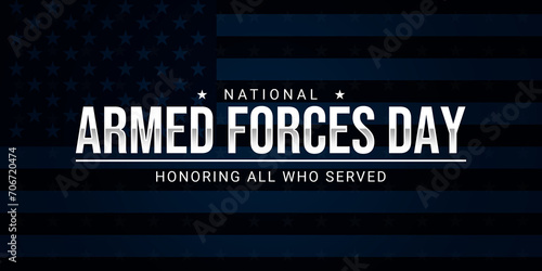 National Armed Forces Day with beautiful American flag in the background. Honoring all who served. Celebration background for Armed Forces Day. Creative Card for Armed Forces Day photo