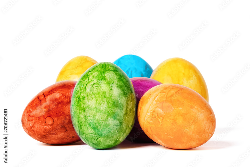 Different easter eggs isolated on white background, top view Different easter eggs isolated on white background, top view