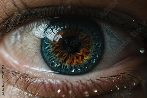 Generative Ai There is a close up of a persons eye with water droplets on it