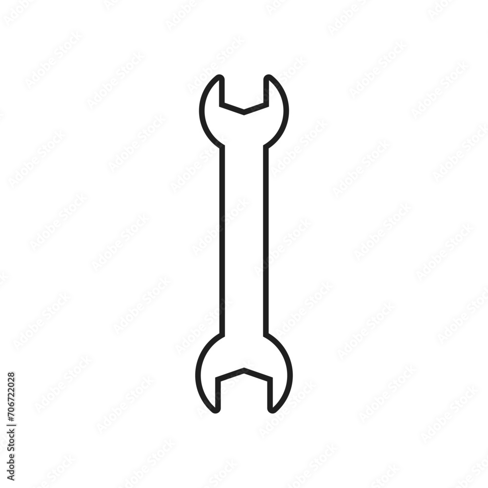 Wrench icon on black background. Wrench icon on black background.