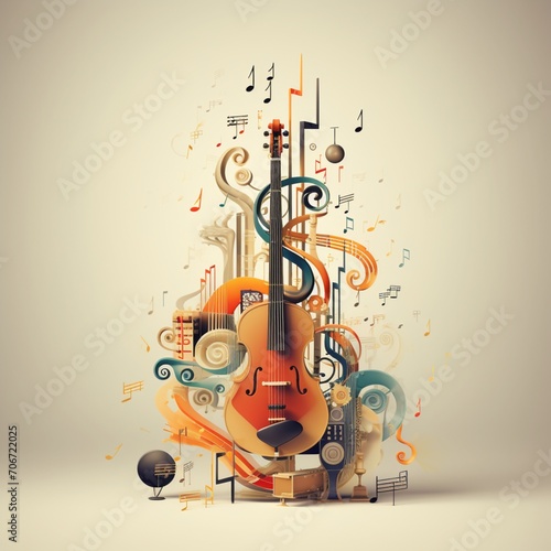 Musical symbols illustration artificial photos Generative AI