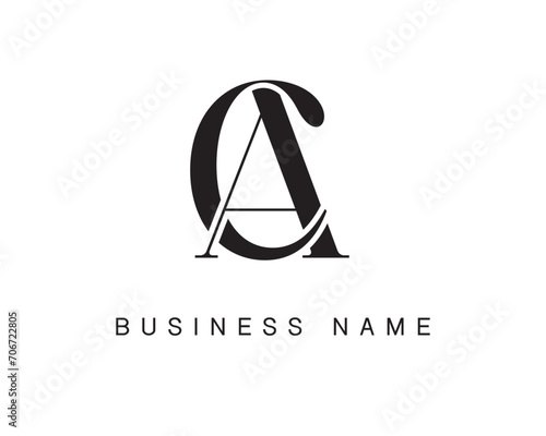A C Logo. AC Letter Logo Design with Black Color.