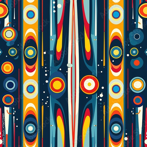 Retro Futurism Nostalgic and Modern Fusion Design Seamless Tile Pattern