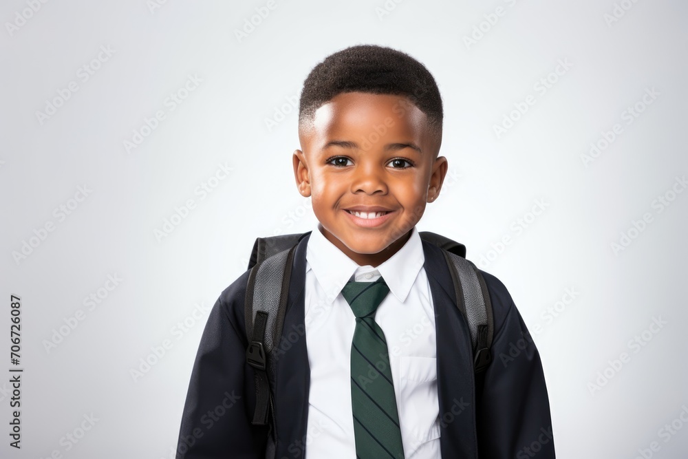 African American school boy on white background, Black History Month African American school boy on white background, Black History Month
