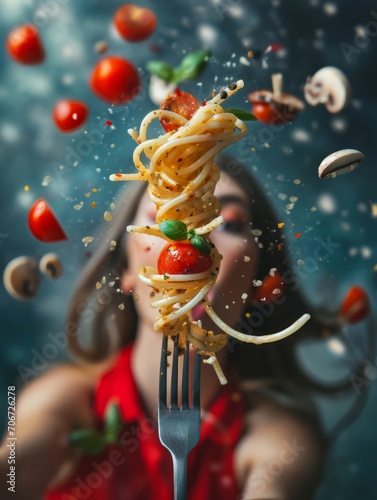The Art of Pasta: A Culinary Ballet in the Air photo