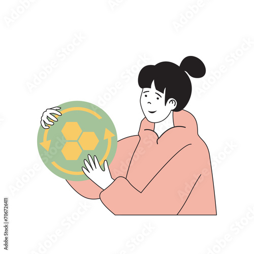 Beauty salon concept with cartoon people in flat design for web. Woman using organic skincare products for regeneration and recovery. Vector illustration for social media banner, marketing material.
