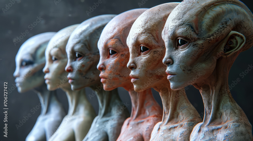 6 Female aliens with different skin colors of all races. Stock ...