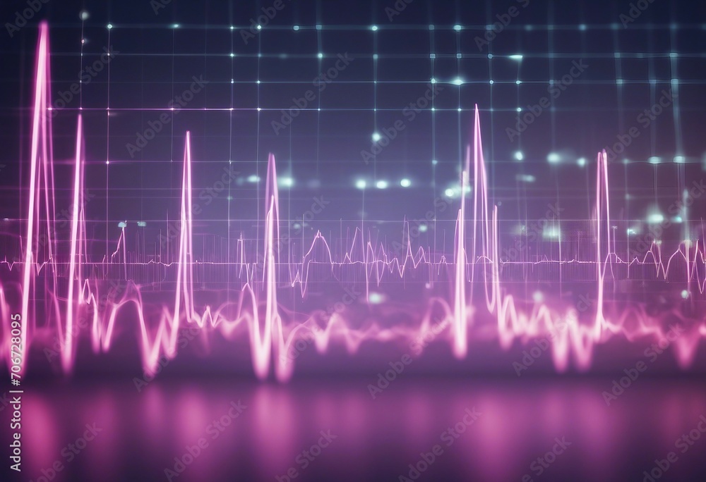 Electrocardiogram pink lines waveform with EKG test