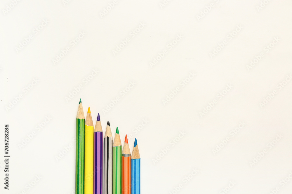 Set of color pencils isolated on white background Set of color pencils isolated on white background